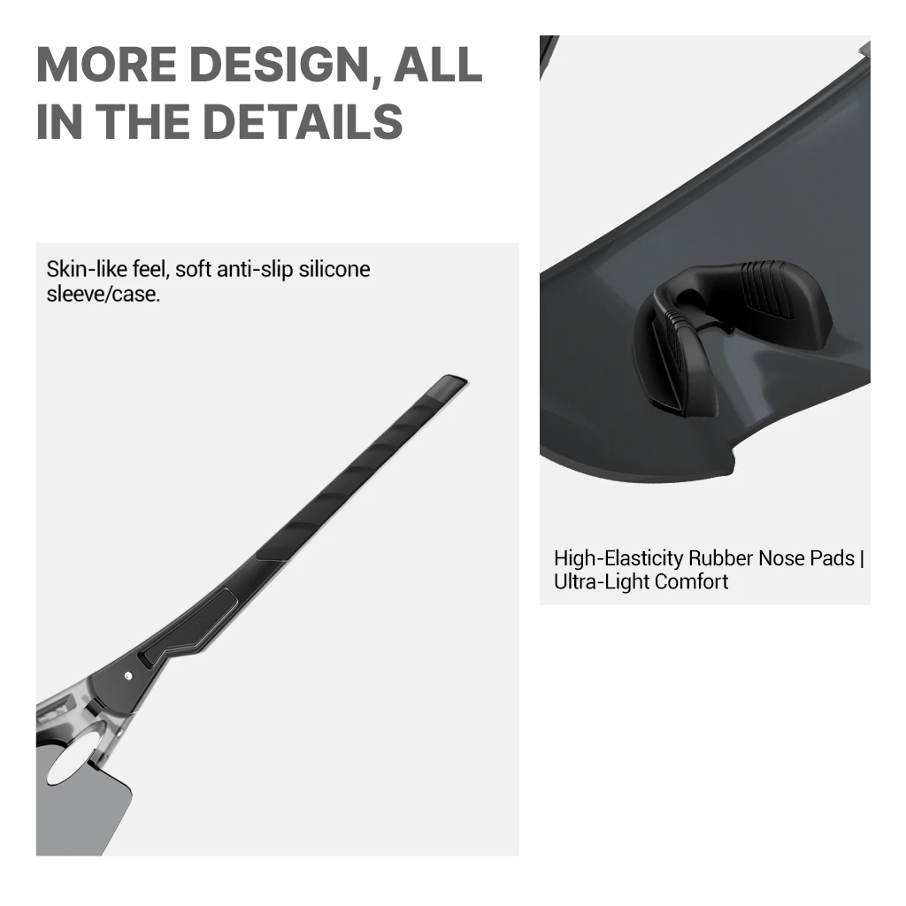 Product with anti-slip silicone sleeve and high-elasticity rubber nose pads on a white background.