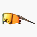 Sunglasses with orange lenses and gold frame on a white background, featuring the UNBOUND brand.