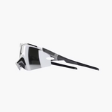 Sunglasses with a reflective surface on a white background