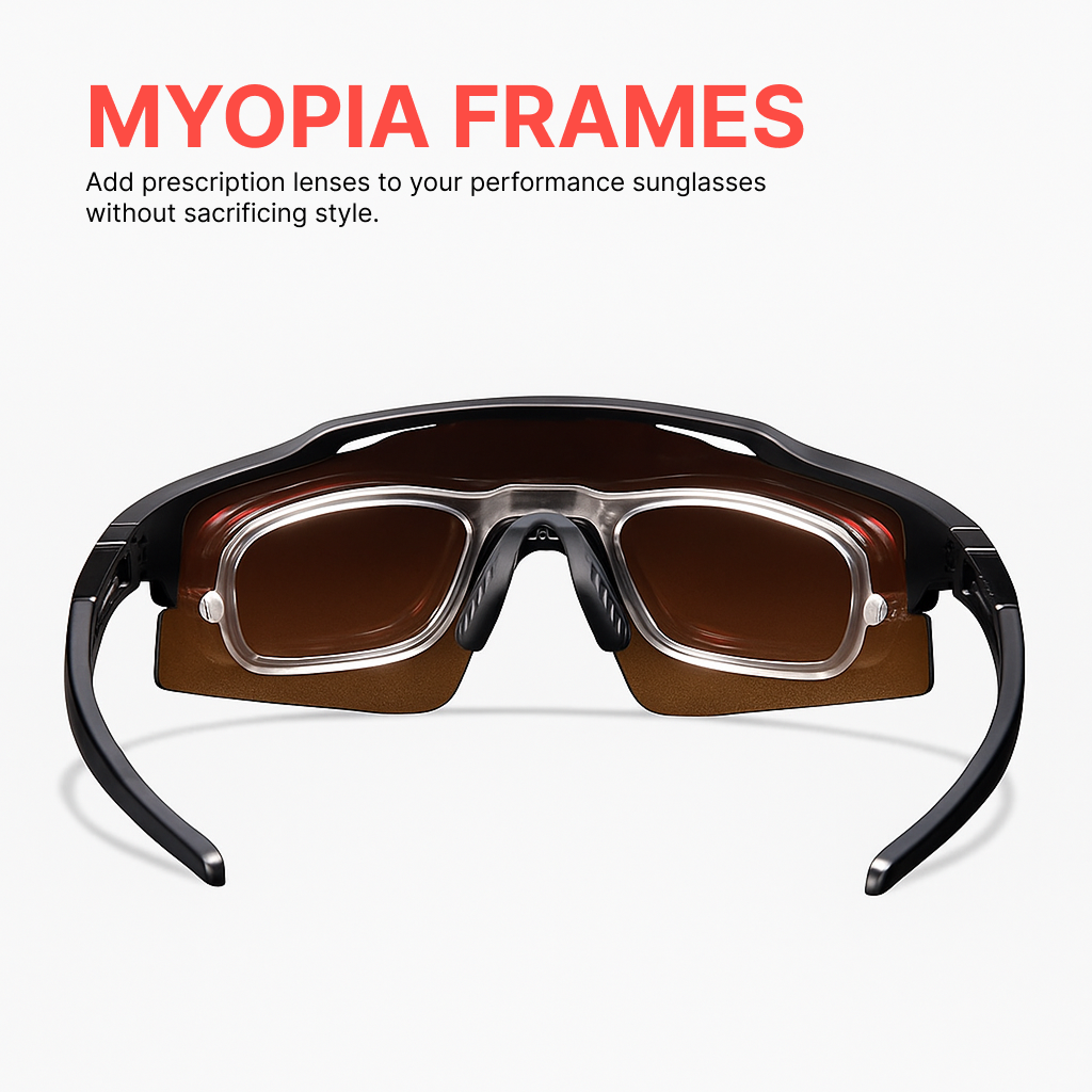 Sunglasses with myopia frames on a white background