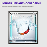 Anti-corrosion product packaging with water splash graphic and text on a white background
