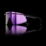 Purple reflective sunglasses on a black background