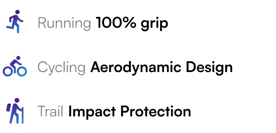 Icons for running, cycling, and trail activities on a white background