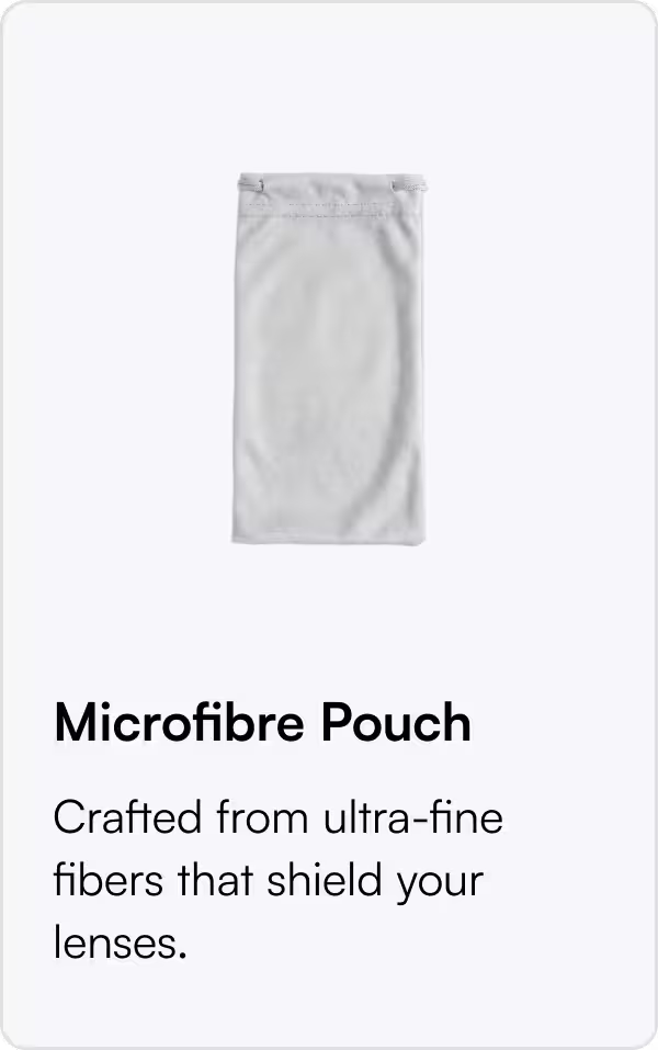 Microfibre pouch with text on a white background