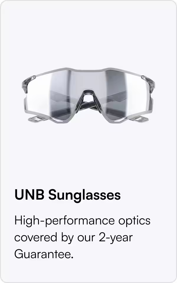 UNB Sunglasses with high-performance optics on a white background